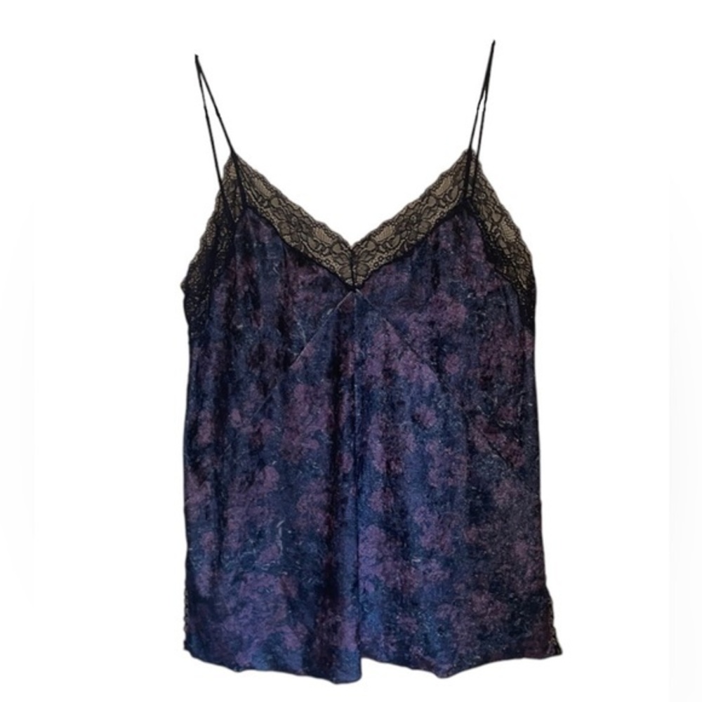 ZARA Black Dark Purple Lace Trim Cami Size Large